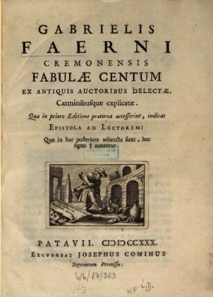 Gabrielis Faerni Cremonensis fabulae centum