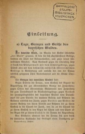 Führer durch den Bayerischen Wald von Jos. Mayenberg : Mit einer Karte
