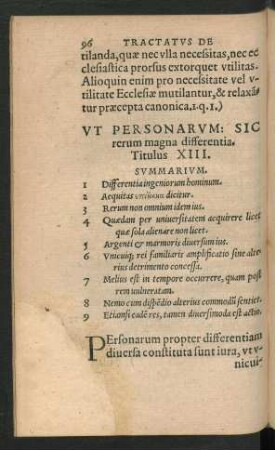 Ut Personarum: Sic rerum magna differentia. Titulus XIII.