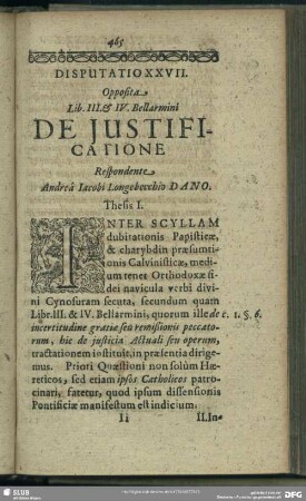 Disputatio XXVII. Opposita. Lib. III& IV. Bellarmini De Justificatione