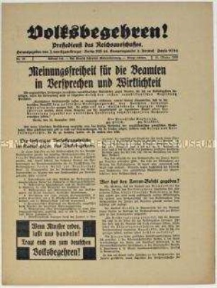 Pressemitteilung des "Reichsausschusses für das deutsche Volksbegehren" gegen den Young-Plan