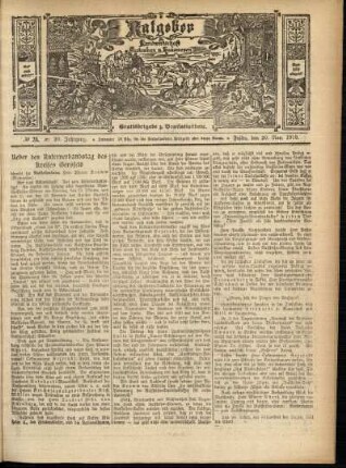 Ausgabe vom Sonntag, den 20. November 1910.
