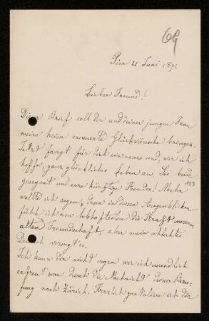 Nr. 44: Brief von Luigi Bianchi an Adolf Hurwitz, Pisa, 21.6.1892