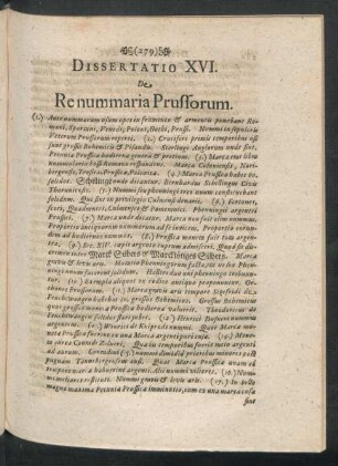 Dissertatio XVI. De Re nummaria Prussorum.