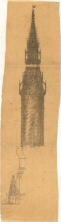 Schmidt, Friedrich von; Skizzen und Pläne - Turm (Teilansicht); Detail