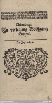 Nürmberg/In verlegung Wolffgang Endters.