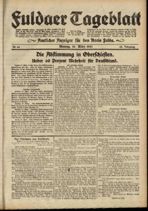 Ausgabe vom Montag, den 21. März 1921.