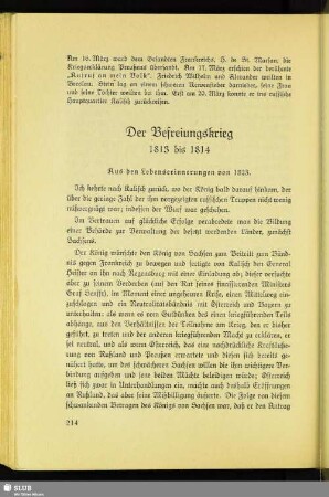 Der Befreiungskrieg. 1813 bis 1814
