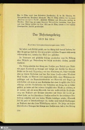 Der Befreiungskrieg. 1813 bis 1814