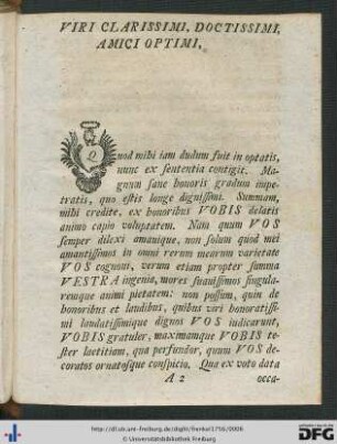 Viri Clarissimi, Doctissimi, Amici Optimi.
