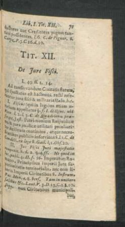 Tit. XII. De Iure Fisci