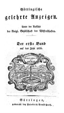 1839,1: Göttingische gelehrte Anzeigen