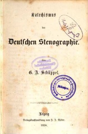 Katechismus der deutschen Stenographie