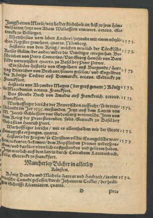 Mancherley Bücher in allerley Künsten.
