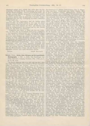 423-426 [Rezension] Gelzer, Heinrich, Sextus Julius Africanus und die byzantinische Chronographie. 2. Thl. 1. Abth.: Die Nachfolger des Julius Africanus