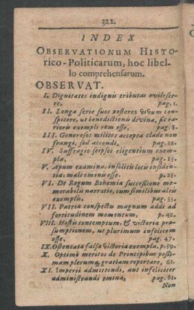 Index Observationum