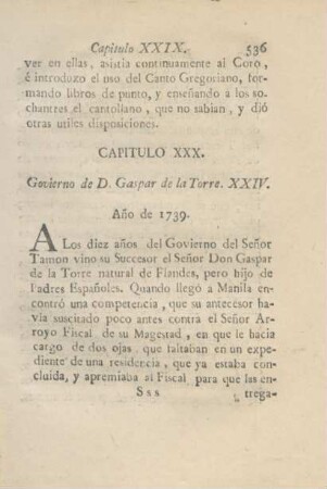 Capitulo XXX. Govierno de D. Gaspar de la Torre. XXIV.