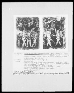 Zwei Engel mit Fruchtgewinde und drei Engel mit Buch