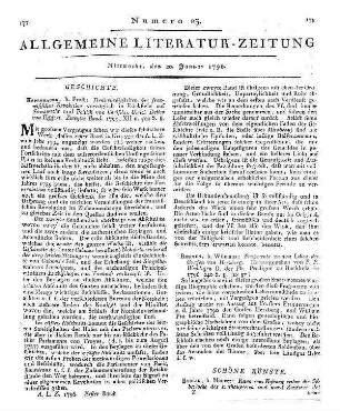 Königl. grosbritannischer historischer genealogischer Calender. Für das Jahr 1796. Frankfurt am Main: Jäger; Lauenburg: Berenberg 1796 Auch u.d.T.: Taschenbuch zum Nutzen und Vergnügen. Fürs Jahr 1796