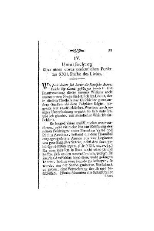 Untersuchung über einen etwas undeutlichen Punkt im XXII. Buche des Livius