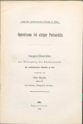 Operationen bei eitriger Pericarditis