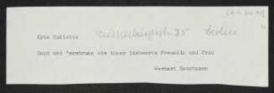 Brief von Gerhart Hauptmann an Käthe Kollwitz