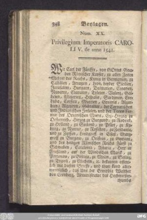 Num. XX. Privilegium Imperatoris Caroli V. de anno 1541.
