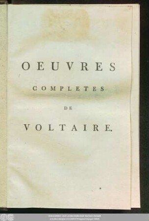 T. 32 = T. 1: Oeuvres Completes De Voltaire