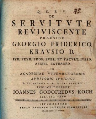 De servitute reviviscente, diss.