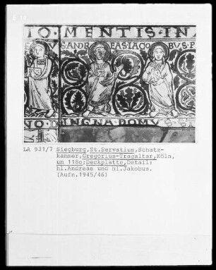 Tragaltar des heiligen Gregorius — Deckel mit Apostel, Kölner Bischöfe, Heilige und verschiedene Szenen aus dem Neuen Testament — Die zwölf Apostel — Apostel Jakobus