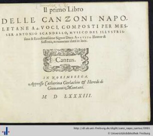 Canto: Il primo libro delle canzoni napoletane a 4. voci
