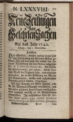 N. LXXXVIII. Leipzig, den I November. - N. XCVI. Leipzig, den 29 November.
