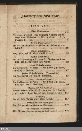 Inhaltsverzeichniß beider Theile