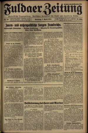 Ausgabe vom Samstag, den 07. April 1934.