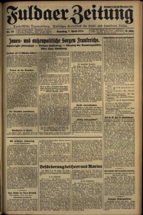 Ausgabe vom Samstag, den 07. April 1934.