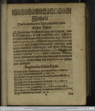 Inhalt Was in einem jeden Theil gehandelt wird