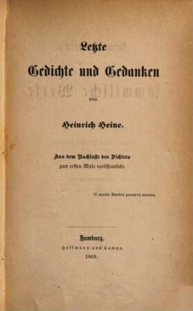 Heinrich Heine's sämmtliche Werke : rechtmäßige Original-Ausgabe, 1,Supplementband