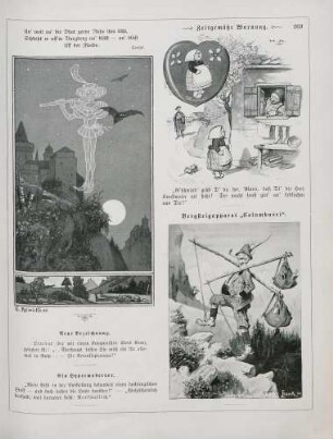 "Der Gnabbe mit der Fleede" "Zeitgemäße Warnung" "Bergsteigapparat "Columbusei""