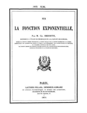 Sur la fonction exponentielle