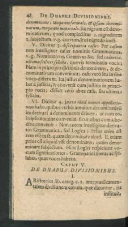 Caput V. De Duabus Divisionibus.