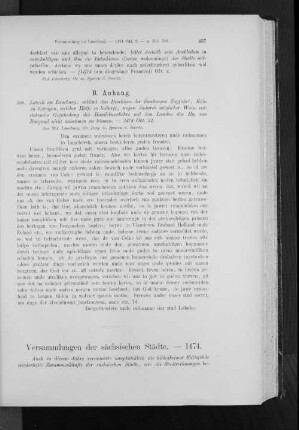 Versammlungen der sächsischen Städte. - 1474.