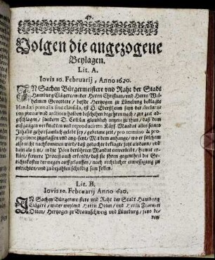 Volgen die angezogene Beylagen.