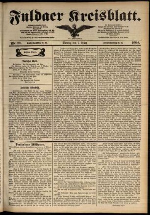 Erste Ausgabe vom Montag, den 07. März 1904.