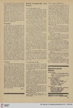 Kunst, Demokratie und Presse