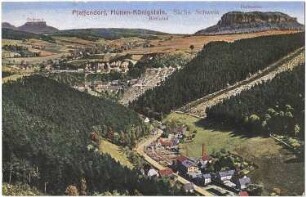 Königstein/Sächs. Schweiz. Pfaffendorf, Hütten-Königstein, Bielatal, kolorierte Ansichtskarte