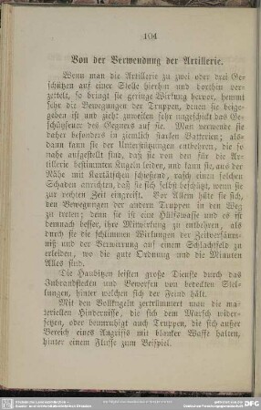 Von der Verwendung der Artillerie