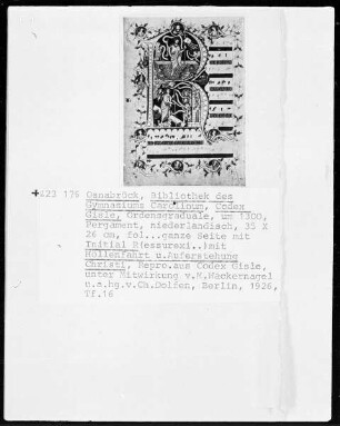 Gisle-Codex: Initiale R: Höllenfahrt und Auferstehung