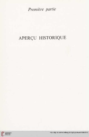 Première partie: Aperçu historique