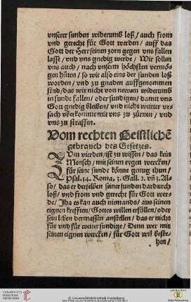 Vom rechten Geistlichen gebrauch des Gesetzes