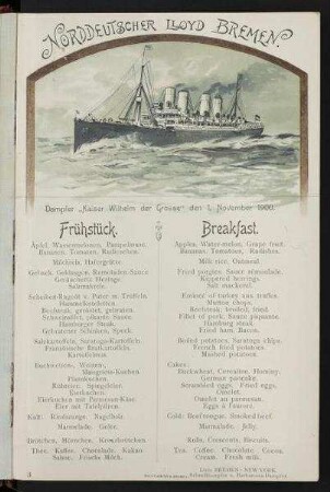 Frühstück auf der "Kaiser Wilhelm der Grosse"